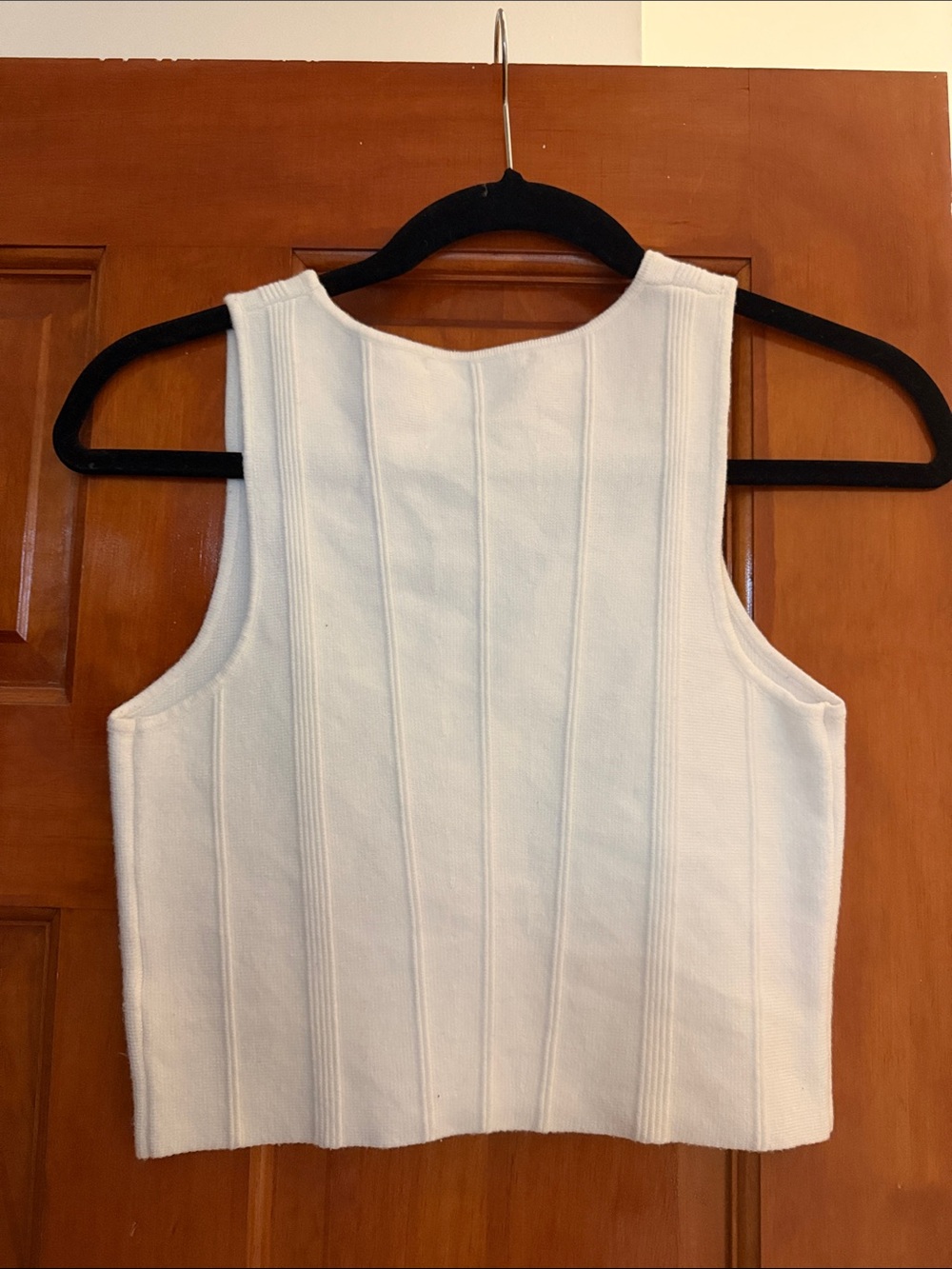 White Ribbed Square-Neck Crop Top - Picture 3 of 3